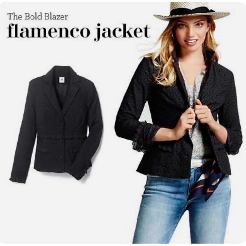 CAbi Flamenco Eyelet black bold blazer sizes 6 nwot